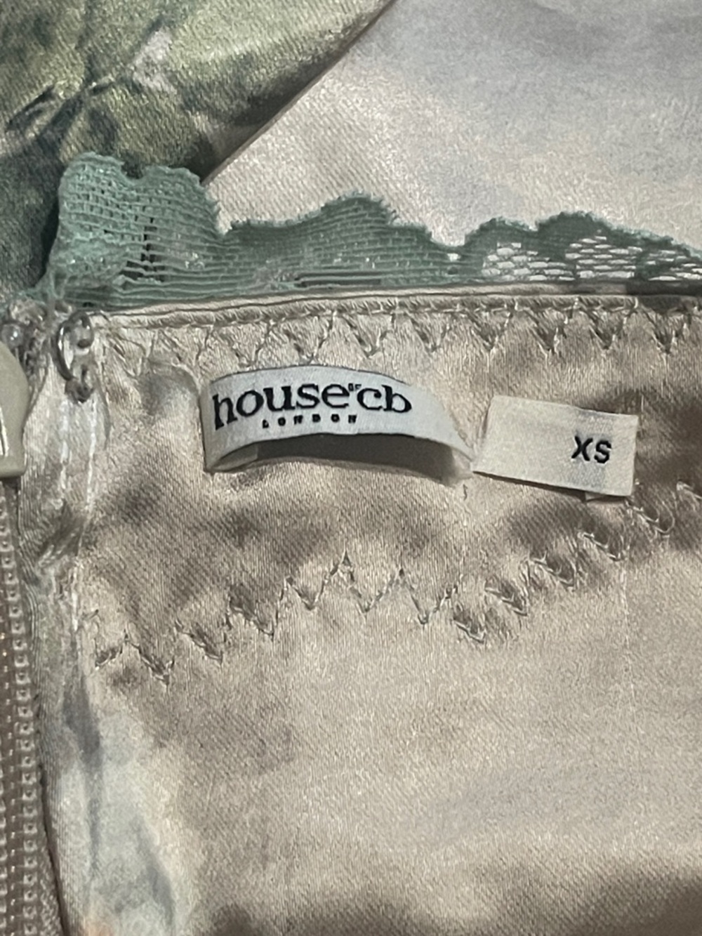 HOUSE OF CB VENUS Vintage Floral Midi Dress Lace-Trim Satin Slip Dress Champagne - Picture 4 of 16